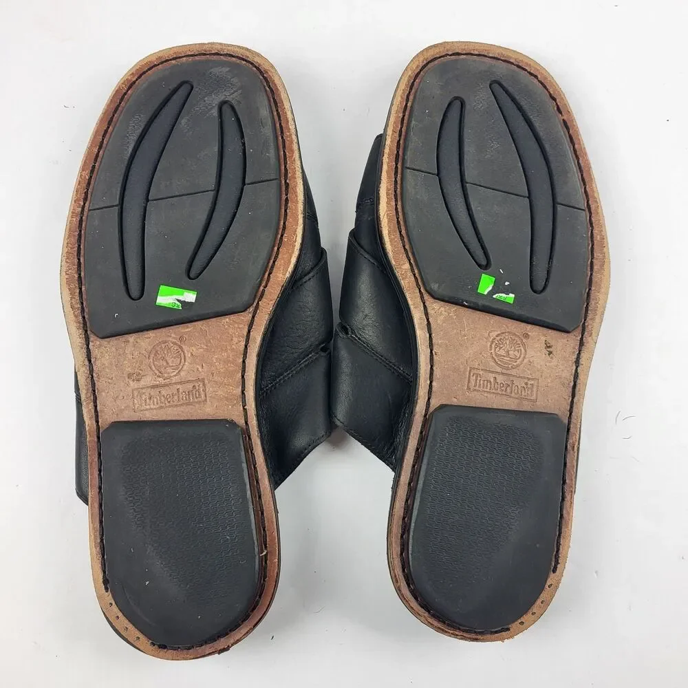 Vintage Timberland Smart Leather Slide Sandals Slip On Men's Size 12M Black